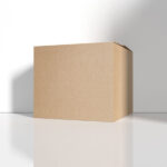 Cargo Delivery Carton Standing in the Half-Side View Mockup