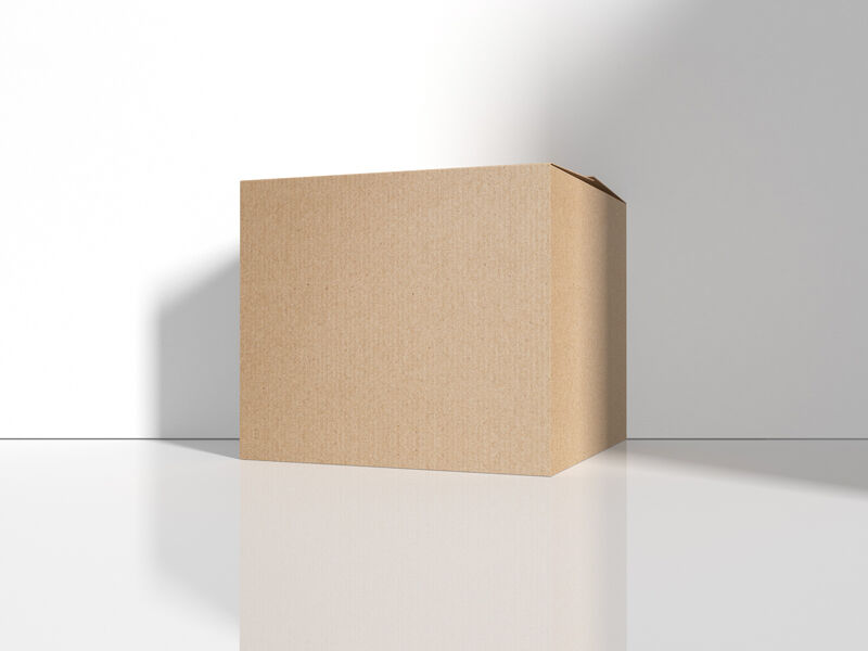 Cargo Delivery Carton Standing in the Half-Side View Mockup