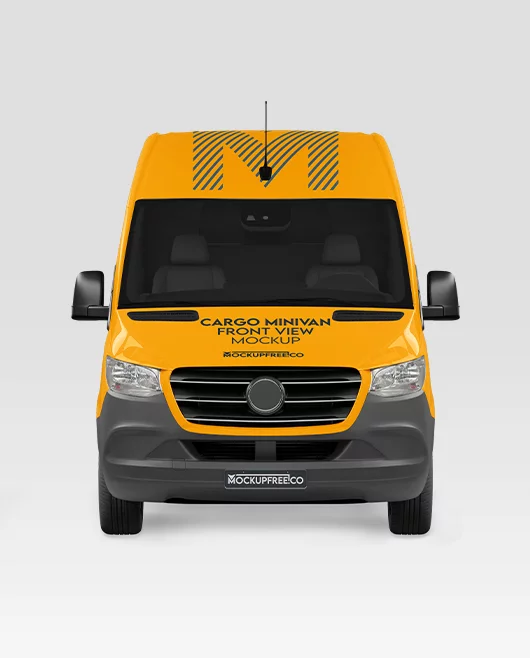 Cargo Minivan Front View Mockup
