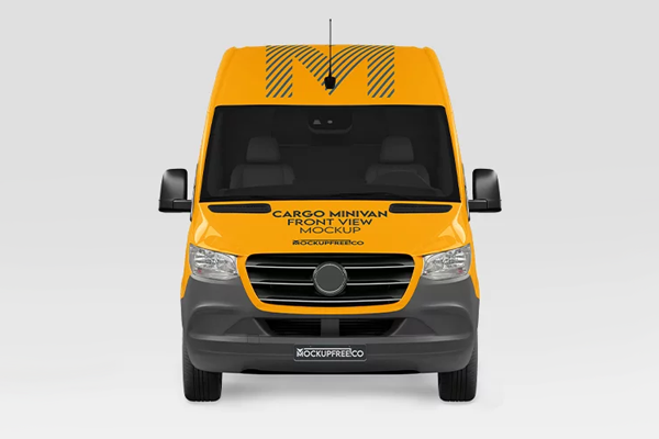 Cargo Minivan Front View Mockup