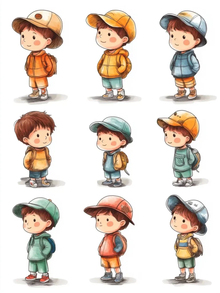 Cartoon Boy in Colorful Outfit