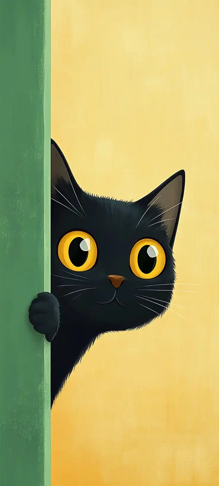 Cartoon Cat Behind Wall
