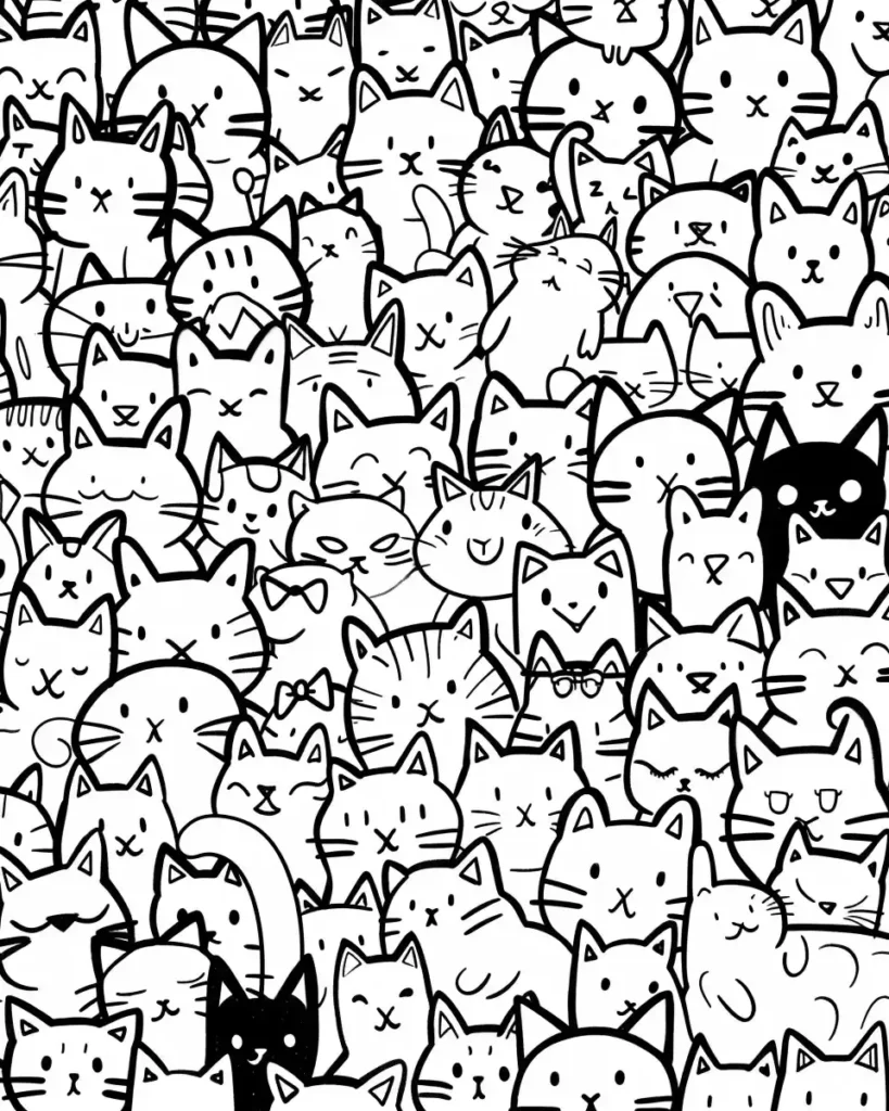 Cartoon Cats Piling Up