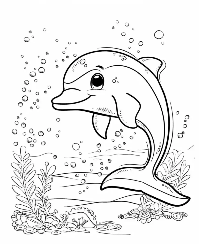 Cartoon Dolphin Coloring Page