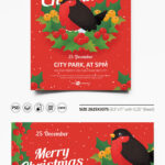 Cartoon Merry Christmas Party Invitation Flyer and Facebook Cover Templates