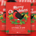 Cartoon Merry Christmas Party Invitation Flyer and Facebook Cover Templates