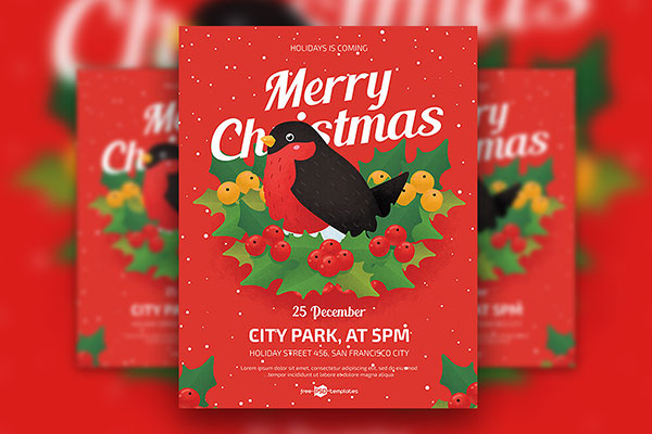 Cartoon Merry Christmas Party Invitation Flyer and Facebook Cover Templates