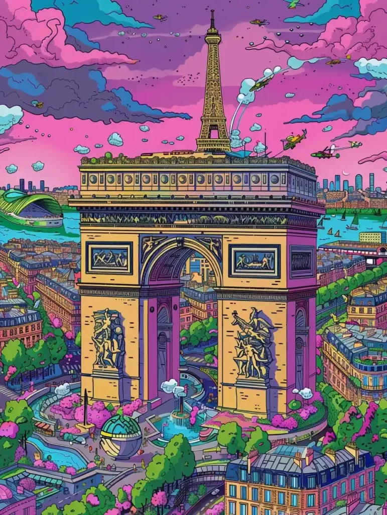 Cartoon Paris Olympics Poster