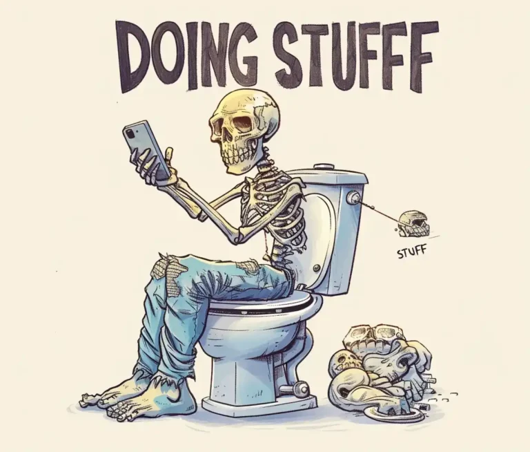 Cartoon Skeleton on Toilet ai prompt preview