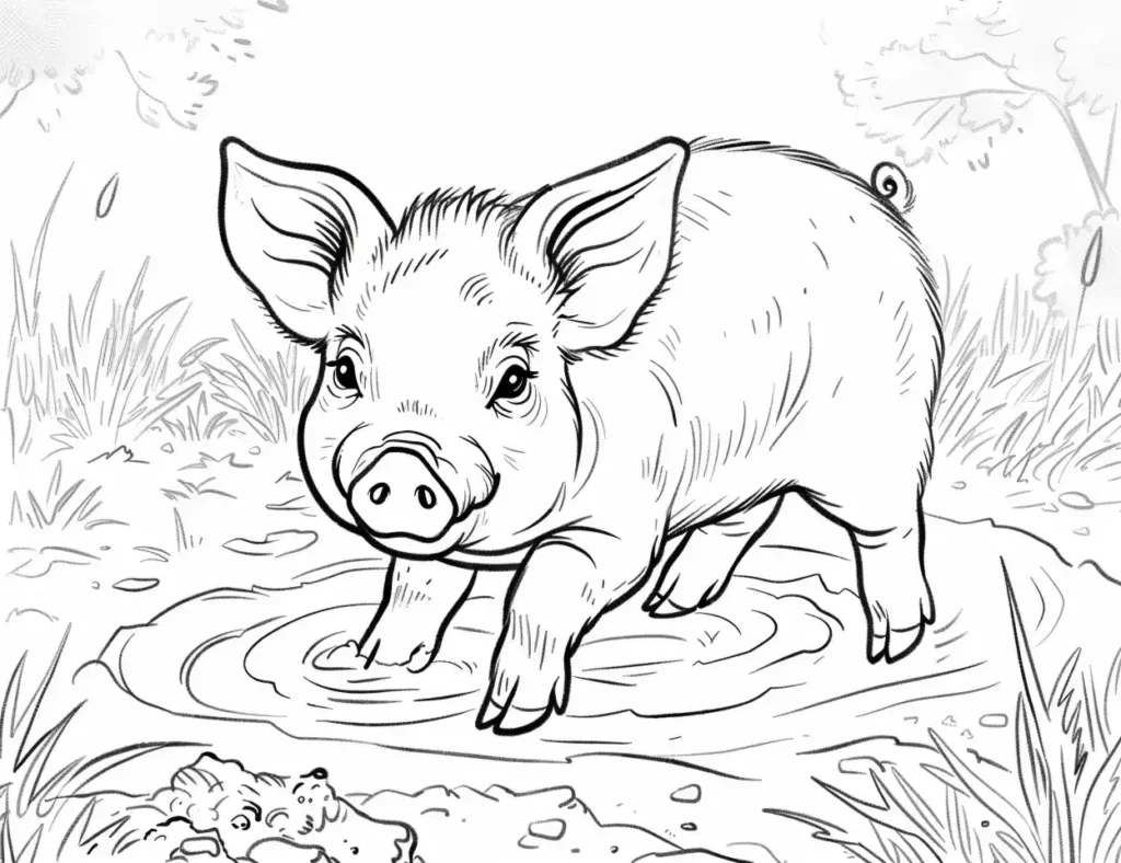 Cartoon Welsh Pig Mud Play
