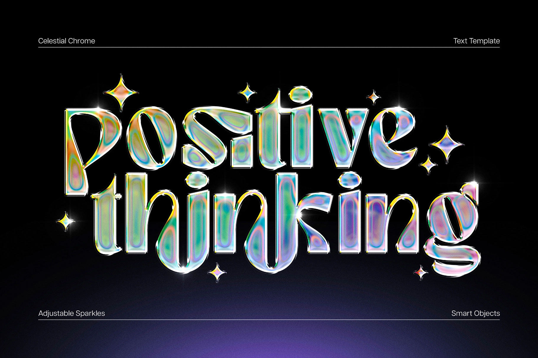 Free Celestial Chrome Text Effect / Logo Mockup PSD Template