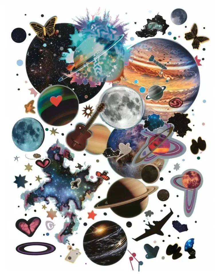 Celestial Sticker Collage ai prompt preview