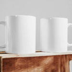 Ceramic Mug on Wooden Box Mockups