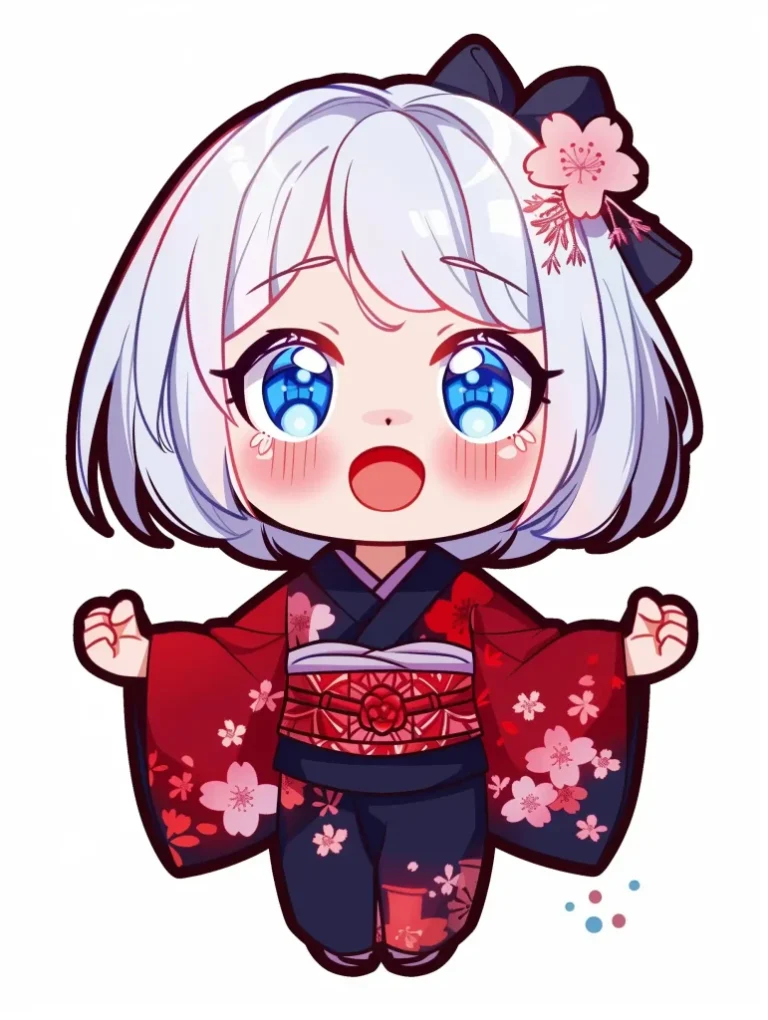 Chibi Anime Girl Kimono ai prompt preview
