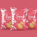 Chips Snacks Foil Pack Mockup in 3 Visions