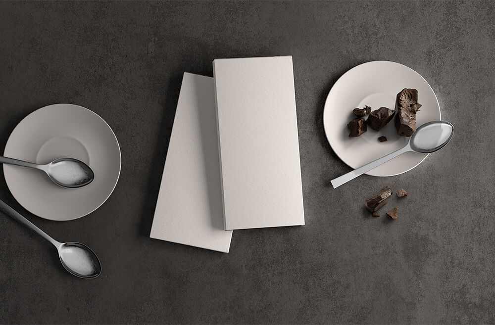 Chocolate Bar Packaging on a Table Mockup