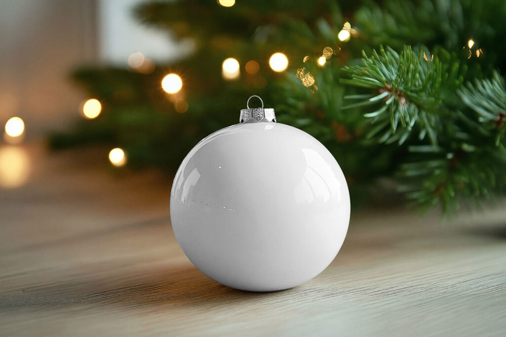 Christmas Bouble and Wrapping Paper Mockups