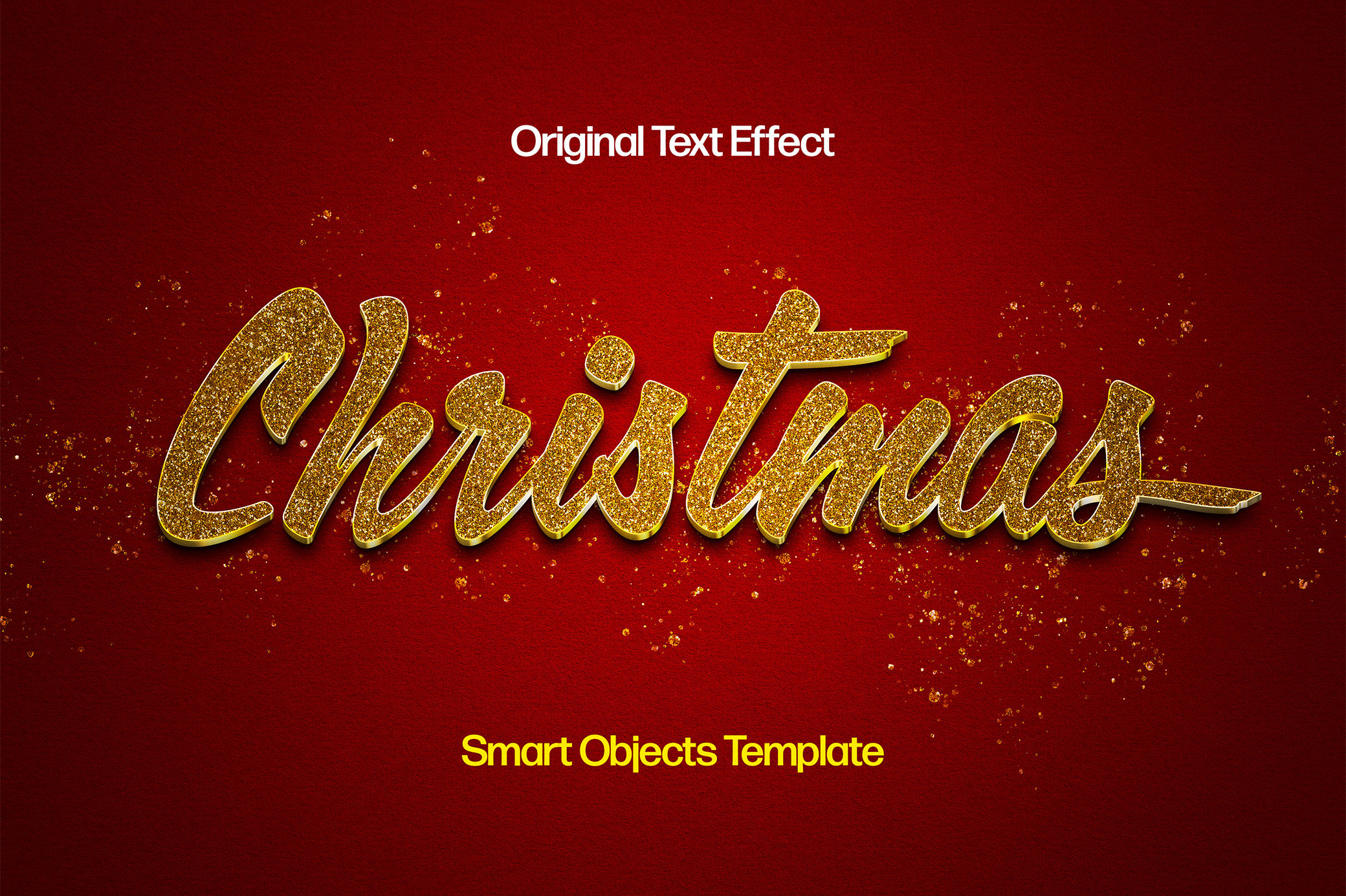 Christmas Gold Glitter Text Effect FREE PSD