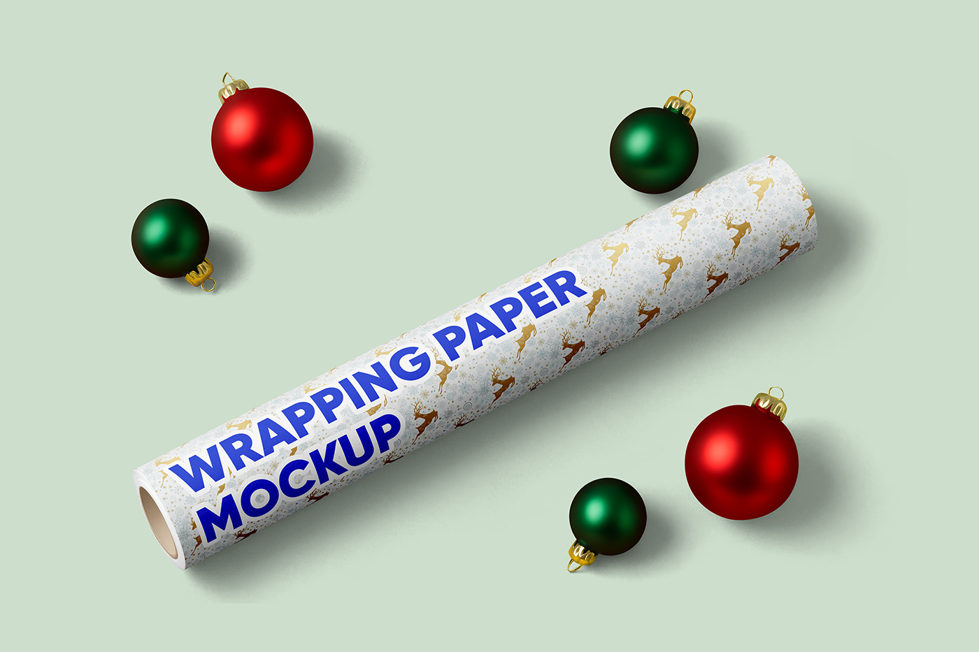 Free Christmas Wrapping Paper Mockup PSD Template