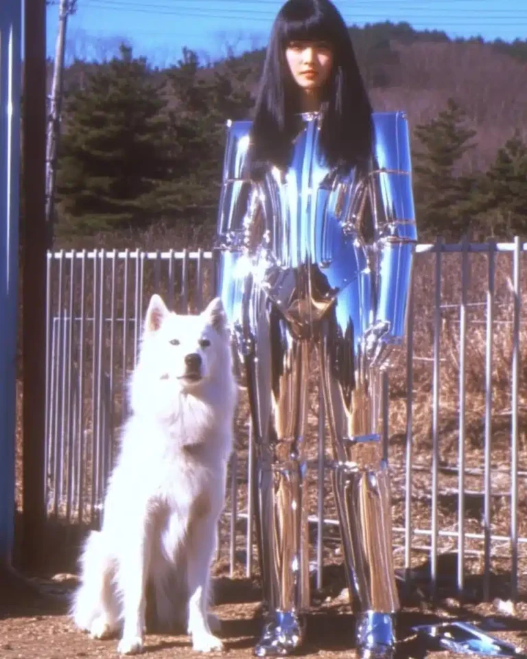Chrome Armored Woman in Rural Korea