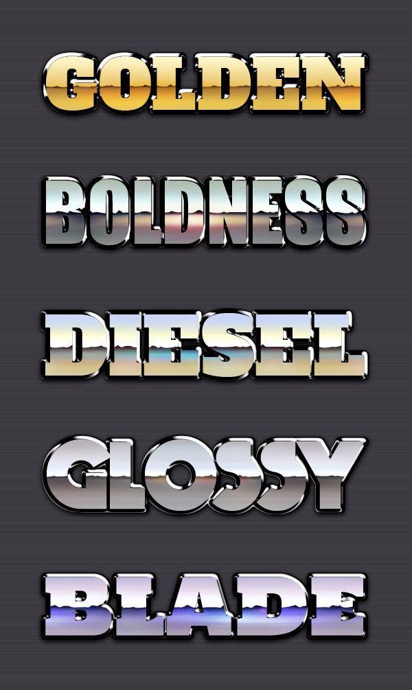 Chrome Reflection Text Styles