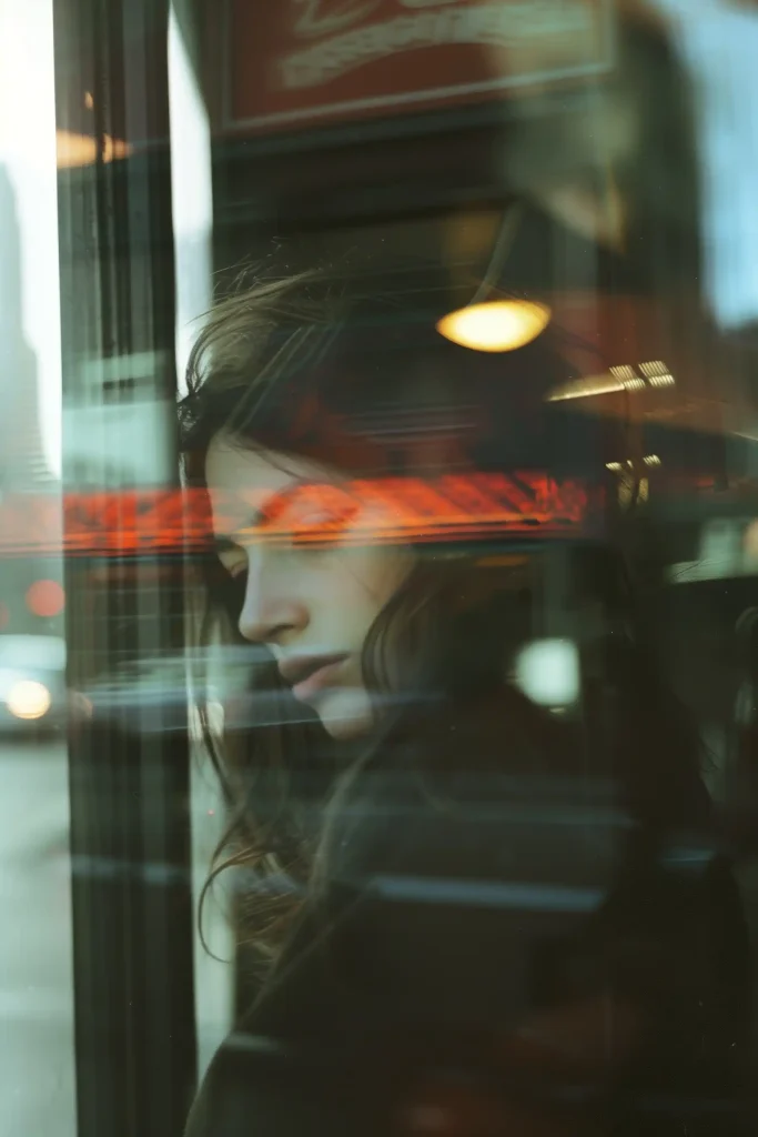 Cinematic Woman in Window