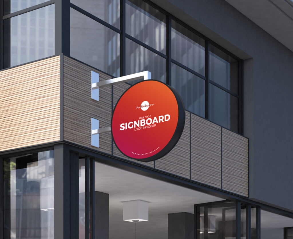 Circle Shop Sign Board Logo Mockup
