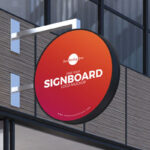 Circle Shop Sign Board Logo Mockup