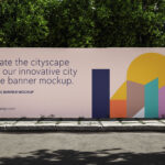 City Fence Banner Mockup in 2 Sights