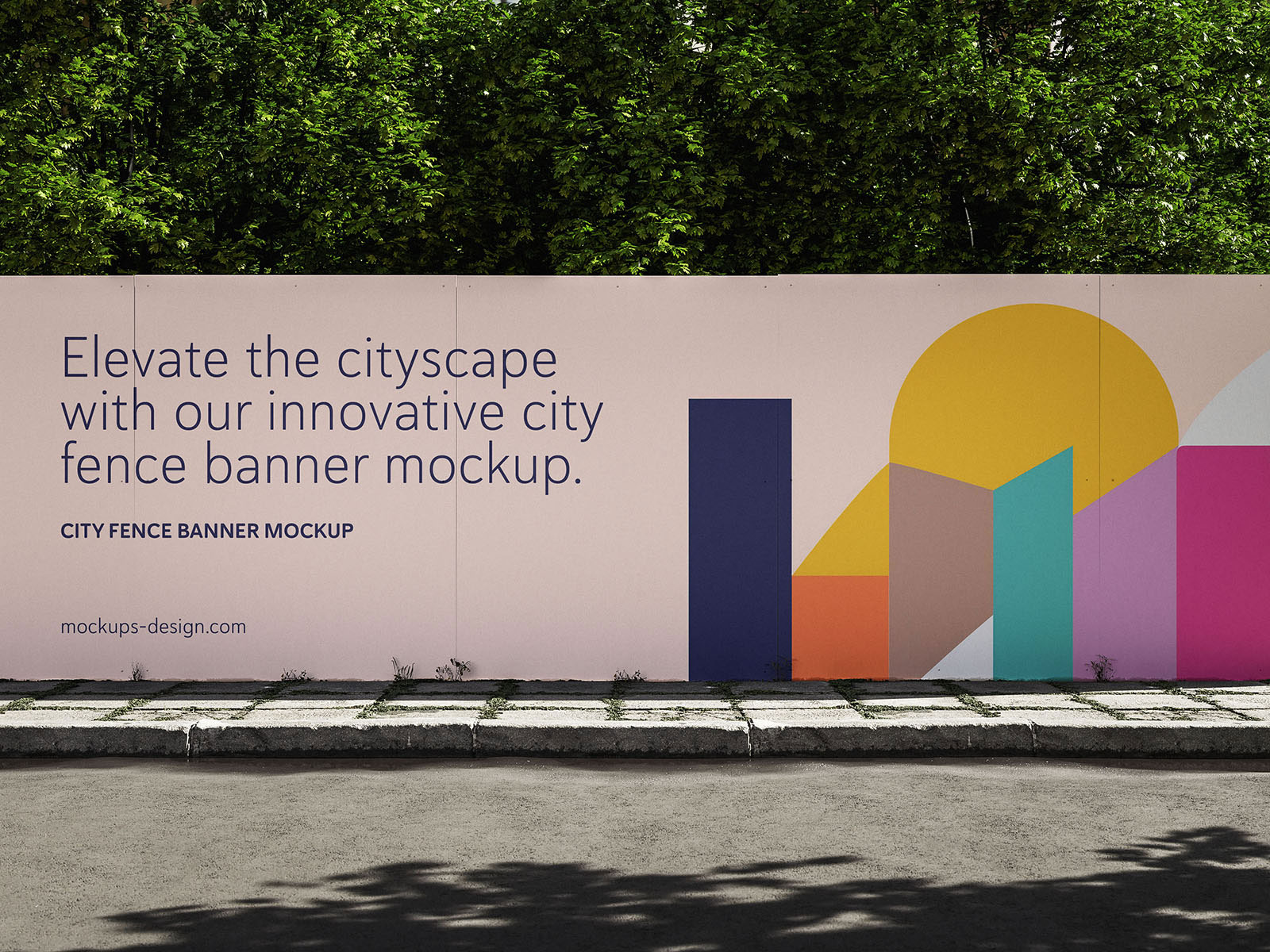 Free City Fence Banner Mockup in 2 Sights PSD Template