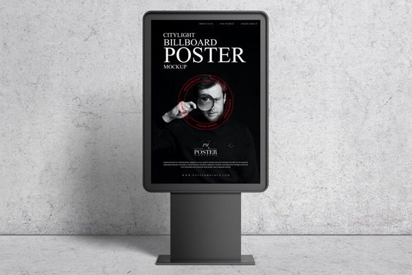 City Light Vertical Billboard Poster Mockup with a Strong Stand