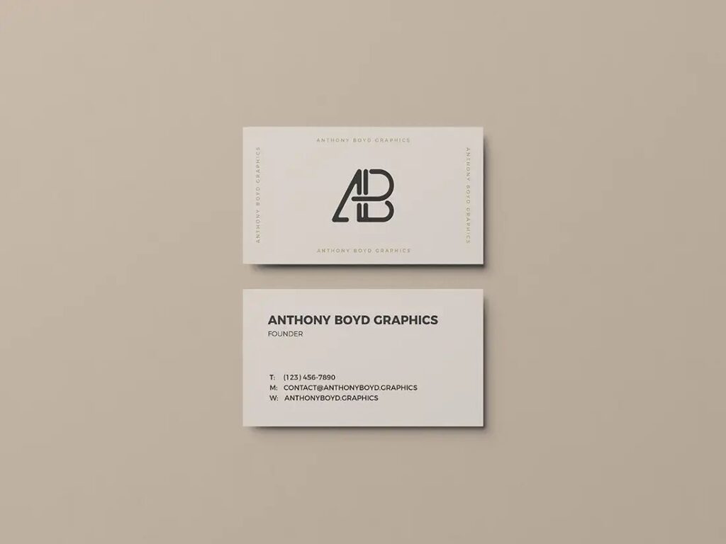 Classic Business Card Back and Front View Mockup