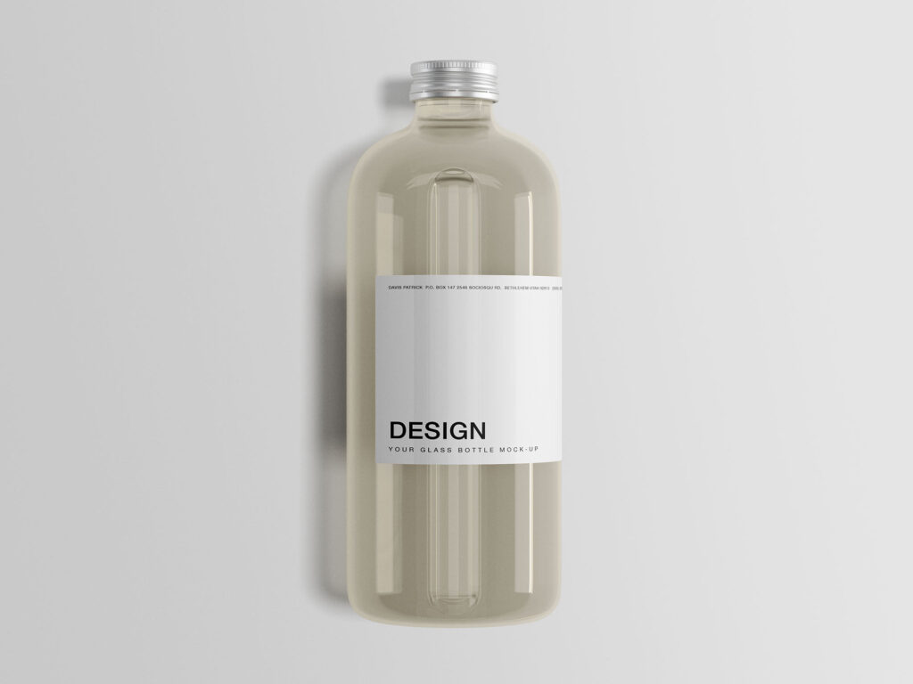 Classic Glass Bottle Mockup with Label