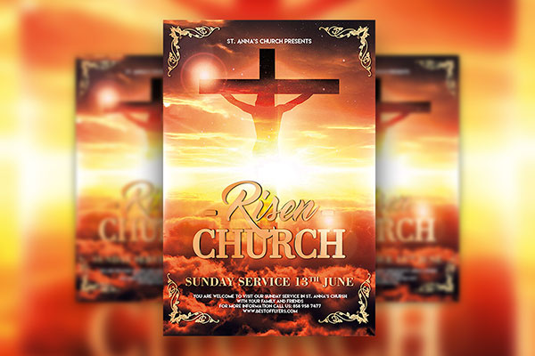 Classic Luminous Church Flyers Along with Facebook Cover Templates