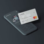 Clay Smartphone with Credit / Debit Card Mockup