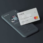 Clay Smartphone with Credit / Debit Card Mockup