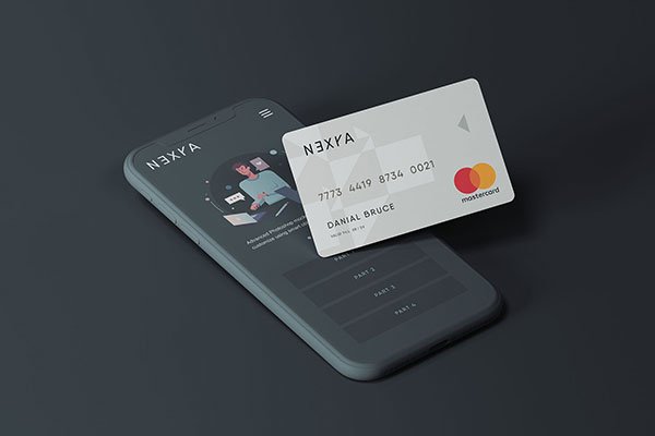 Clay Smartphone with Credit / Debit Card Mockup