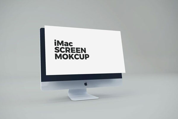 Clean 3/4 View of iMac Screen Mockup