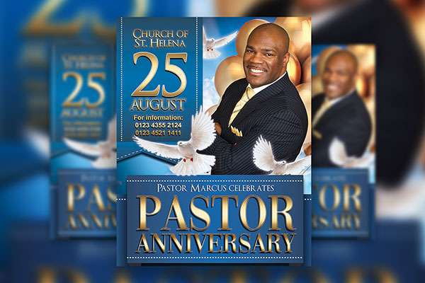 Clean Bold Pastor Anniversary Flyer and Facebook Cover Templates