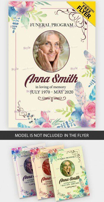 Clean Elegant Funeral Program Flyer Template