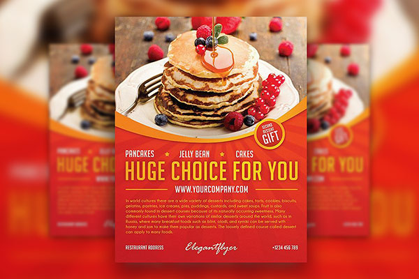 Clean Infographic Restaurant or Bakery Flyer Template and Facebook Cover