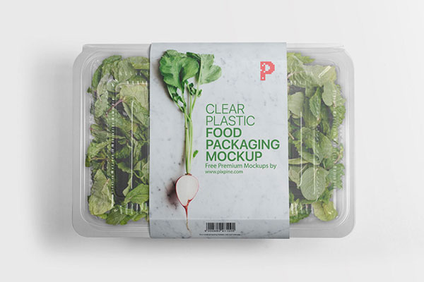 Clear Plastic Food Packaging Mockup from a Top View