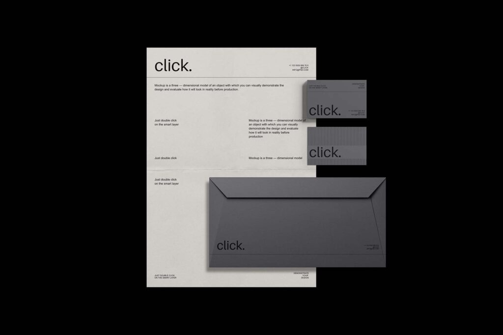Click Branding Identity Mockup in Facing Vision
