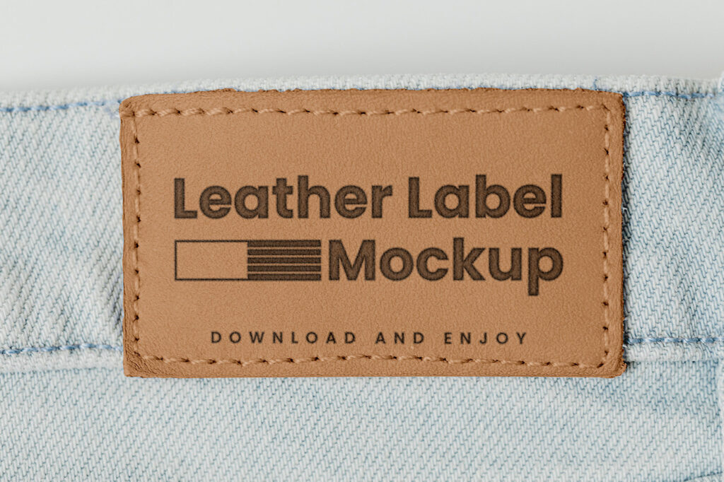 Cloe-up Show of Leather Label Mockup