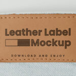 Cloe-up Show of Leather Label Mockup