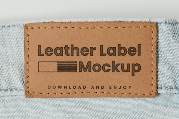 Cloe-up Show of Leather Label Mockup