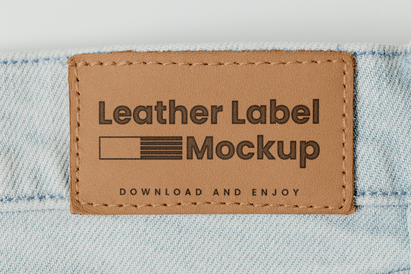 Cloe-up Show of Leather Label Mockup FREE PSD