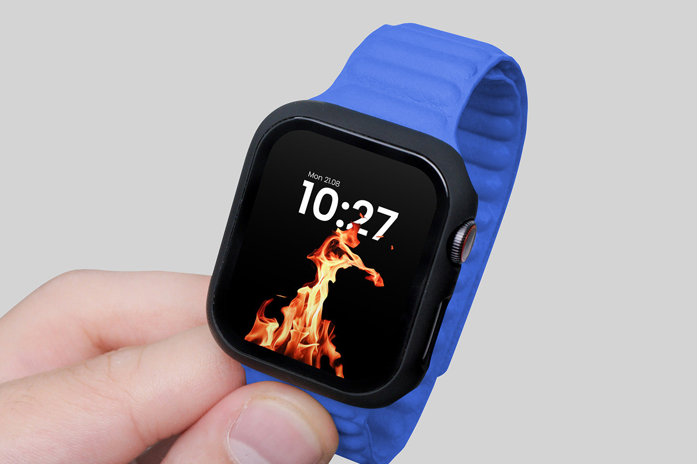 Close-up Apple Watch in Hand Mockup FREE PSD