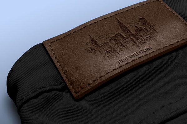 Close-up Leather Label Patch Mockup