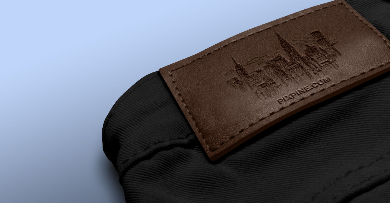 Close-up Leather Label Patch Mockup FREE PSD